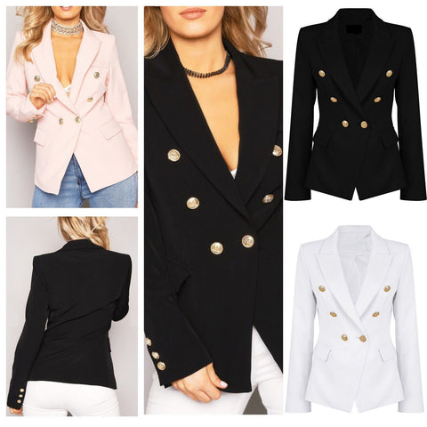 Woman Slim elegant Casual Short Tops Women's Clothing Double 2022 Solid Loose Womens Blazers