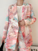 Woman Jacket Woman Blazer 2023 Autumn Lapel Coat Straight Pink Suit Printing Blazer Mujer Casual Streetwear Coats
