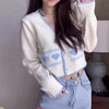 Woman Japanese Knit Kawaii Cardigans Love Heart Sweaters Harajuku Jk Lolita Pink Shirts Knitwear Autumn Cute Girls Fairy Clothes
