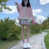 Woman Japanese Knit Kawaii Cardigans Love Heart Sweaters Harajuku Jk Lolita Pink Shirts Knitwear Autumn Cute Girls Fairy Clothes