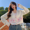 Woman Japanese Knit Kawaii Cardigans Love Heart Sweaters Harajuku Jk Lolita Pink Shirts Knitwear Autumn Cute Girls Fairy Clothes