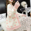 Woman Japanese Knit Kawaii Cardigans Love Heart Sweaters Harajuku Jk Lolita Pink Shirts Knitwear Autumn Cute Girls Fairy Clothes