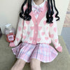 Woman Japanese Knit Kawaii Cardigans Love Heart Sweaters Harajuku Jk Lolita Pink Shirts Knitwear Autumn Cute Girls Fairy Clothes