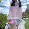 Woman Japanese Knit Kawaii Cardigans Love Heart Sweaters Harajuku Jk Lolita Pink Shirts Knitwear Autumn Cute Girls Fairy Clothes