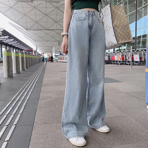 Woman Jeans High Waist Clothes Wide Leg Denim Clothing Blue Streetwear Vintage Quality 2022 Harajuku Straight Pants