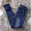Woman Jeans Plus Size Soft Thinck Velvet Winter Warm Trousers High Waist Patch Work Stretch Skinny Pencil Pants Denim Ladies 5XL