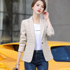Woman Pink Apricot Plaid Blazer Autumn Winter Outwear Casual Jackets Female Slim Single Button Coat For Girl S-4XL