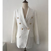 Woman Suit Jacket Beige Black Double Breasted Woolen Tweed Suit Metal Buttons Lapel Collar Long Sleeve Elegant OL Jacket 2023