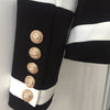 Woman Suit Jacket Long Sleeve Metal Double Breasted Black and White Contrast Color Slim Fit Collarless Suit Blazer 2023