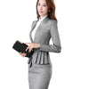 Woman Suit Skirt Jacket Ropa Oficina Mujer Elegant Full Sleeve Ruffle Pleated jackets and blazers 2 Pieces Work Office Suite