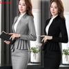 Woman Suit Skirt Jacket Ropa Oficina Mujer Elegant Full Sleeve Ruffle Pleated jackets and blazers 2 Pieces Work Office Suite