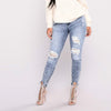 Woman's Jeans Stretch Skinny Ripped Hole Trousers Casual Slim Jeggings Ladies Pencil Pants Washed Denim Pants for Women