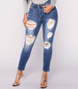 Woman's Jeans Stretch Skinny Ripped Hole Trousers Casual Slim Jeggings Ladies Pencil Pants Washed Denim Pants for Women
