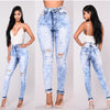 Woman's Jeans Stretch Skinny Ripped Hole Trousers Casual Slim Jeggings Ladies Pencil Pants Washed Denim Pants for Women