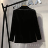 Woman's Winter Black Gold Velvet Suit Jacket Elegant Blazer Feminino Slimming Double Breasted Casual Long Sleeve Blazer Coat
