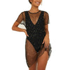 Women 1PC Swimwear Cover Up Sequined Mesh Dress  Bikini Swimwear Swimsuit  Beach