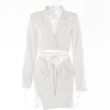 Women 2 Piece Blazer Dress Sets Autumn Solid Matching Set Long Sleeve Nothed Bandage Bodycon Skirt Suit Outfit 2023