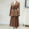 Women 2 Piece Set Office Lady Business Work Wear Slim Suit Jacket Blazer Pleated Skirt Uniform Big Plus Size