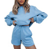 Women 2 Piece Set Women's Tracksuit Long Sleeve Sweatshirt Shorts Loose Casual Tracksuit Loungewear 2023 Autumn Winter Solid