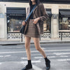 Women 2 Pieces Skirt Suit Female Office Ladies Blazer Suit Retro Plaid Set Single-Breasted Jacket Pencil Skirts