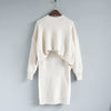 Women 2 Pieces Sweater Dress Set Knitting Long Sleeve Office Wear Black White Red Pullover Knit Split Skirt Clothing Suit 2022