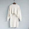 Women 2 Pieces Sweater Dress Set Knitting Long Sleeve Office Wear Black White Red Pullover Knit Split Skirt Clothing Suit 2022
