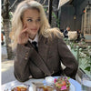 Women 2-piece Sets Short blazers Autumn Suits With High Waist Skirt Tweed Sexy Office Elegant Casual Split Mini Skirt