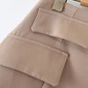 Women 2 piece set Blazer Pockets skirt Khaki Fall Suit Elegant Buttons Jacket Short coat clothing Female Korean Chic INKEO 2O026