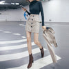Women 2 piece set Blazer Pockets skirt Khaki Fall Suit Elegant Buttons Jacket Short coat clothing Female Korean Chic INKEO 2O026