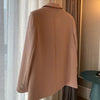 Women 2022 Office Wear Double Breasted Pink Blazer Coat Long Sleeve Pockets Female Outerwear Chic Tops