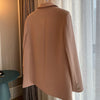 Women 2022 Office Wear Double Breasted Pink Blazer Coat Long Sleeve Pockets Female Outerwear Chic Tops