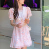 Women 2023 Kawaii Elegant Floral Dresses Lace Sweet Casual Korean Vintage Clothing Print Bohemian Beach Party Mini Dress Summer