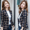 Women 2023 Plaid Suit Jacket Small All-Match Age Reduction Tops Female Relf-Cultivation Temperament Spring Autumn Small Suits106