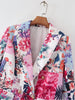 Women 2023 Autumn Casual printed Blazer Coat Vintage Long Sleeve Pockets Female Outerwear Chic