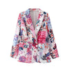 Women 2023 Autumn Casual printed Blazer Coat Vintage Long Sleeve Pockets Female Outerwear Chic