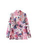 Women 2023 Autumn Casual printed Blazer Coat Vintage Long Sleeve Pockets Female Outerwear Chic