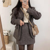 Women 2023 Autumn Winter Woolen Sets Female Long Sleeve Blazer Coats + High Waist Mini Skirts Ladies 2 Piece Suits K14