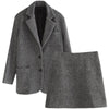 Women 2023 Autumn Winter Woolen Sets Female Long Sleeve Blazer Coats + High Waist Mini Skirts Ladies 2 Piece Suits K14