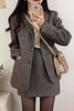 Women 2023 Autumn Winter Woolen Sets Female Long Sleeve Blazer Coats + High Waist Mini Skirts Ladies 2 Piece Suits K14