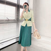 Women 2023 Spring Autumn Office Lady Suits Female Blazer Coats and Jackets + Loose Pleated Skirts Ladies 2 Piece Sets L44