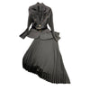 Women 2023 Spring Suits Female Solid Color Buttons Blazer Jacket + High Waist Pleated Skirts Ladies Two Piece Sets L54