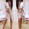 Women 2Pcs Long Blazer Jacket And Skirt Suit Set Long Sleeve Office Lady Autumn Dress Solid Slim Formal Bodycon Mini Skirt Suit
