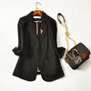 Women 3/4 sleeve blazer fashion single button nothched suit ladies slim fit casual work office business blazer suits black white