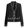 Women&#39;s Autumn Classic Black Tweed Short Suit Lapel Jacket Ladies OL Blazer