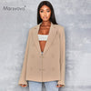 Women&#39;s Jacket Double-breasted Loose Female Coat 2023 Autumn Tailored Collar Girls Solid Casual Blazer Button Pocket Suit Jacket