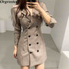 Women's Long Suit Jacket Autumn 2022 Korean Ladies Long Sleeve Double-breasted Temperament Short Blazer Dress