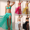 Women's Skirt Sexy Side Slit Beach Skirt Solid Colors Summer Long Beach Maxi Dropped Net Yarn Skirt Female