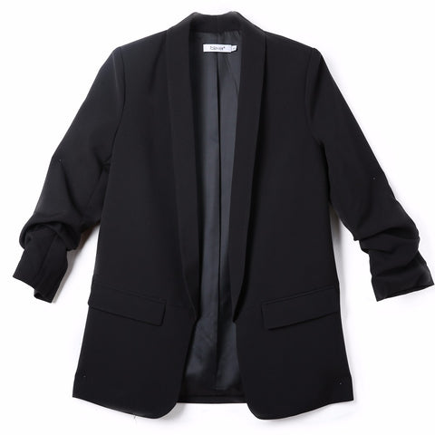 Women 6 Colors Blazer Jackets Three Quarter Sleeve Office Ladies Office Workwear Open Front Blazer Outfits Candy Color Coats