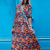 Women Autumn Boho Dress 2022 Spring Vintage Loose Pattern Printed Long Party Dress Casual Long Sleeve Maxi Lady Dresses Vestidos