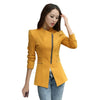 Women Autumn Cotton Slim Suit Blazer Casual Metal Zip Skinny Solid Jackets Long Sleeve Suit Overcoat